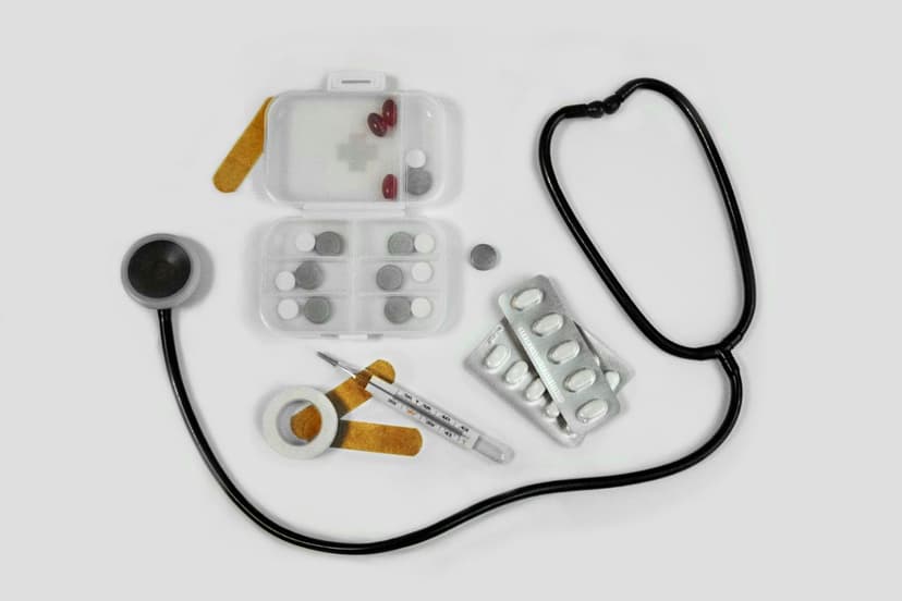Digital health app with diagnostic visuals and stethoscope, representing Scrift's AI-powered healthcare solutions for clinics, hospitals, and health tech platforms.